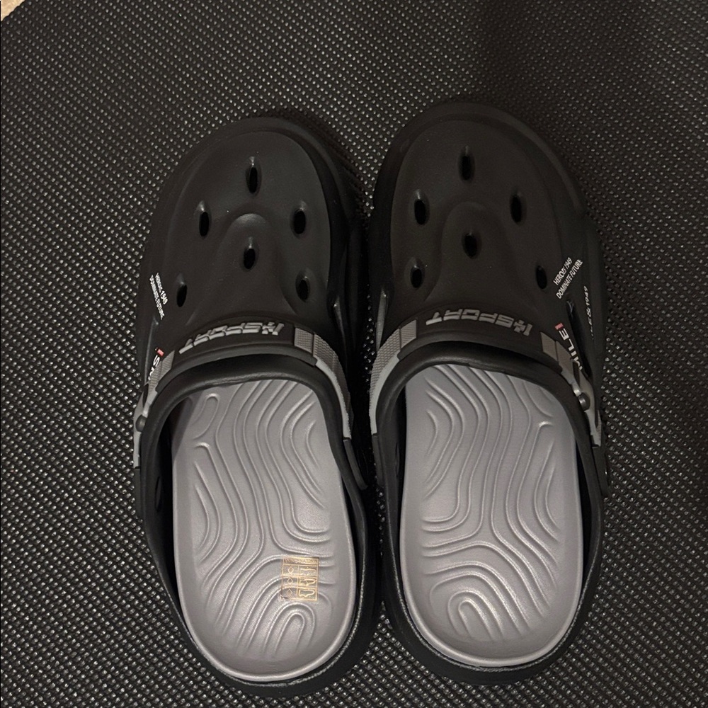 Black and Gray Classic Clogs